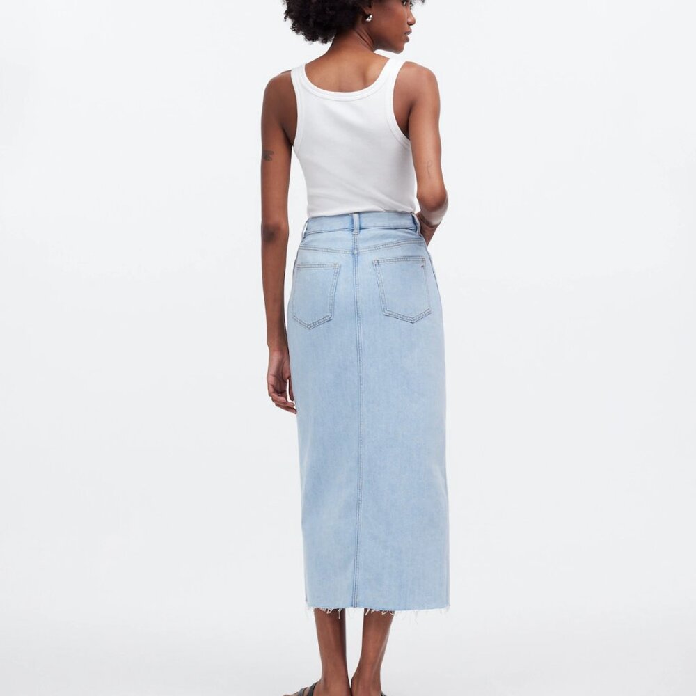 Madewell NWT Rilee Denim Midi Skirt in Fitzgerald Wash Size 29 - Picture 4 of 8